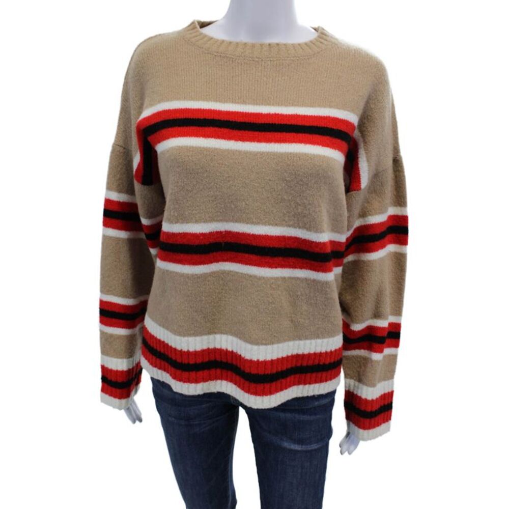 Rowen Womens Striped Long Sleeve Round Neck Top Multicolor Size S